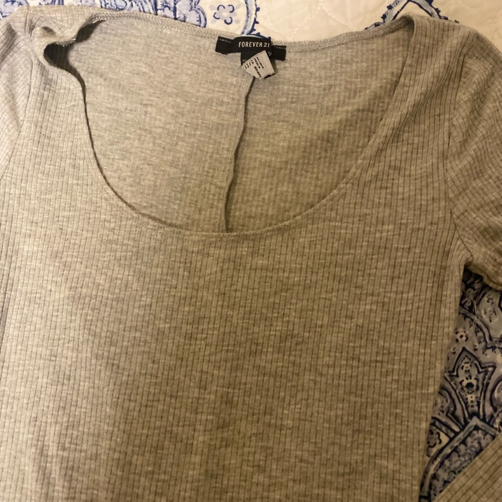 Forever 21 long sleeve grey bodysuit